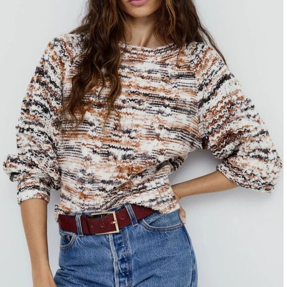 For Love & Lemons Cable Knit Geri Sweater MultiColor Small NEW MSRP $168 - Picture 1 of 7